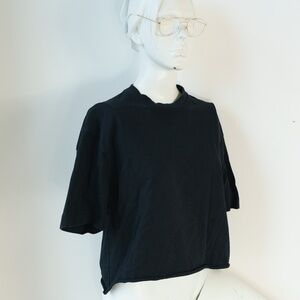 FILIPPA K Black Cropped Boxy Tee, Small